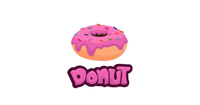 Donut animation with donut text in pink color combination