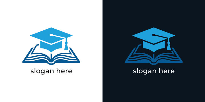Education logo featuring a graduation cap and open book perfect for schools.