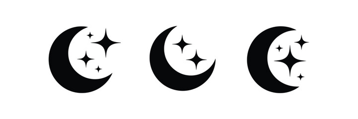 Half moon icon outline filled symbol sign crescent night sky vector illustration design © MDMILON 2