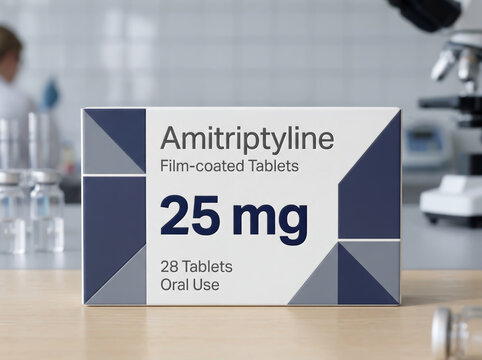 Amitriptyline 25 mg antidepressant medication in a clinical setting