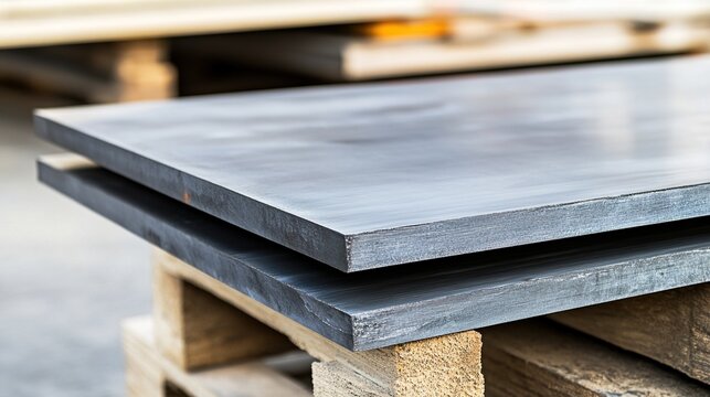 mirror. A thick steel plate with a mirror-like cut surface, metallic texture. safety posters, maintenance manuals, designed for industrial assembly lines and welding operations, used by engineers.