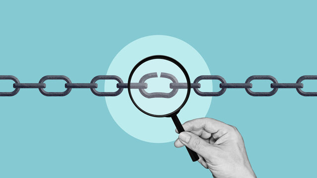 Weakest link analysis concept, identifying vulnerabilities, system failure detection, risk assessment, bottleneck investigation, business problem solving and quality control