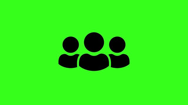 Animated business leadership icon with three user silhouettes on a green screen background for motion graphic use