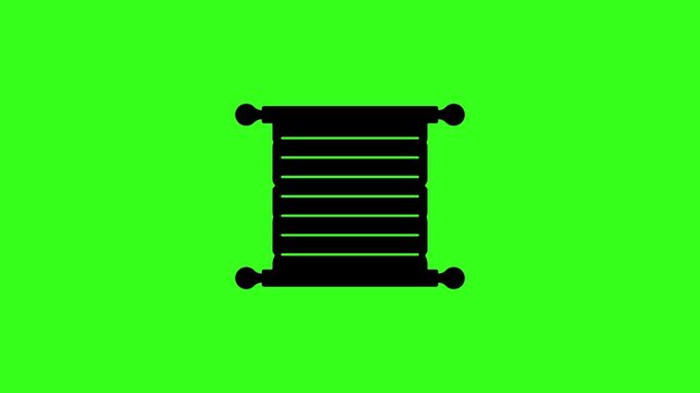 Animated paper scroll icon unrolling on a green screen background for history motion graphic use
