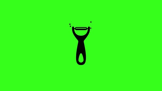 Animated vegetable peeler icon on a green screen background for culinary motion graphic use