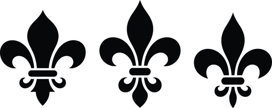 Fleur de lis icons heraldic lily silhouettes symbol emblem silhouette style vector illustration design