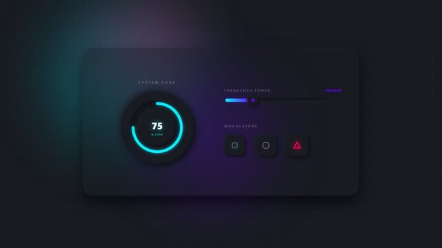 Abstract digital interface with neon elements and data visualization