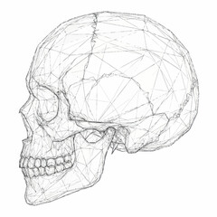 Detailed sketch of a human skull in profile view. © Maonah