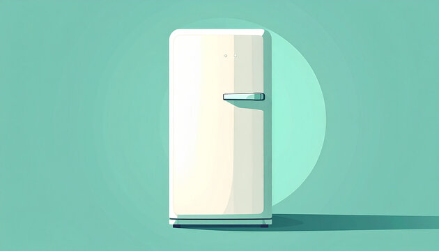 Retro refrigerator on turquoise background