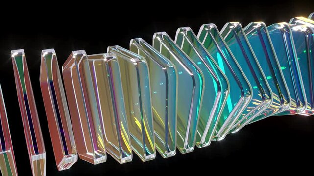 Boxes glass block transparent abstract shape bg able to loop endless 4k