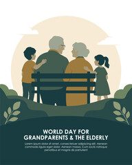 vector world day of grandparents and the elderly poster template