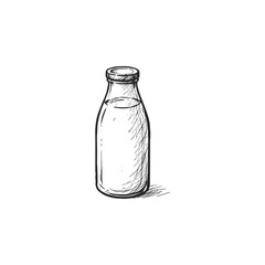Glass Bottle of Milk Sketch © Bamby