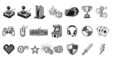 Obraz premium Gaming icons display various digital equipment.