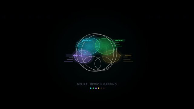 Neural design mapping with colorful circles on black background ideal for technology, science, data visualization, innovation concepts. Artistic and modern.