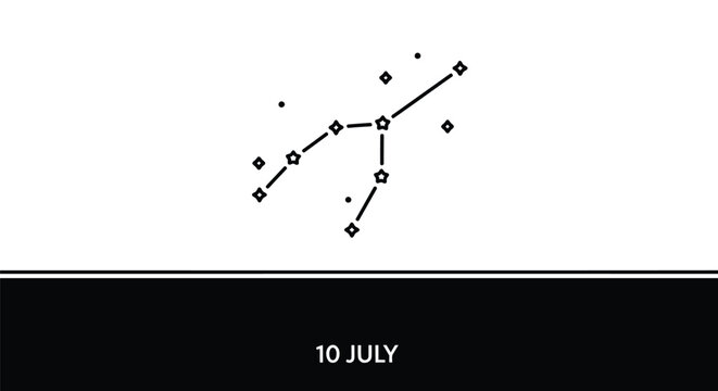 Minimalist line art illustration featuring the Cancer zodiac constellation, perfect for symbolizing July birthdays, astrology, and cosmic guidance