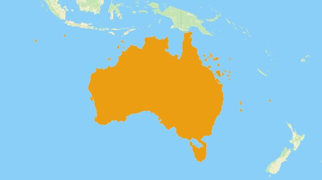 Zoom in on a Country from a Stylised World Map Australia