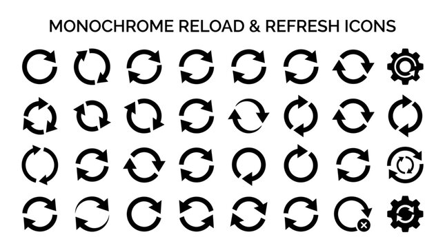 Black monochrome reload refresh icons.