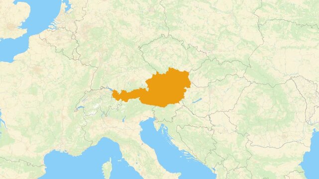 Zoom in on a Country from a Stylised World Map Austria