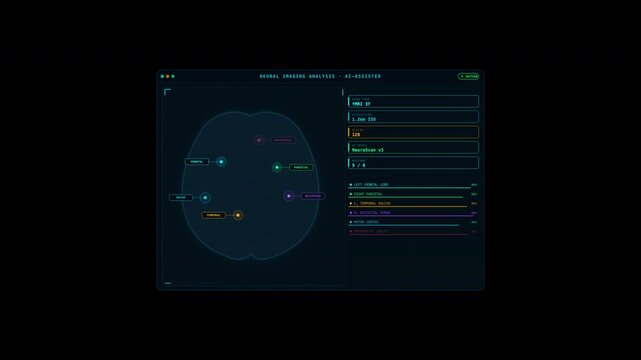 Digital brain scan display inspired by movie lucy. Suitable for medical, technology, science, futuristic concepts in design projects.
