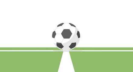 Obraz premium The world football tournament features an action-packed event with a soccer ball on a green field with white lines.