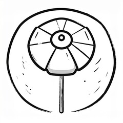Obraz premium Beach umbrella top view outline vector icon in simple line art style on white background