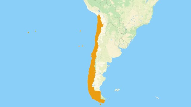 Zoom in on a Country from a Stylised World Map Chile