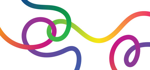 Fototapeta premium Vibrant swirling gradient lines create an interconnected visual pattern on a pristine white surface