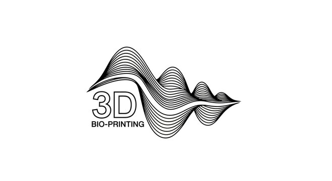 3D Bio-printing Technology Concept Logo with Abstract Wave Graphic