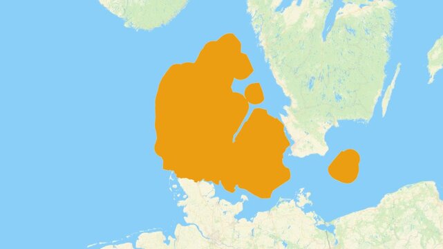 Zoom in on a Country from a Stylised World Map Denmark