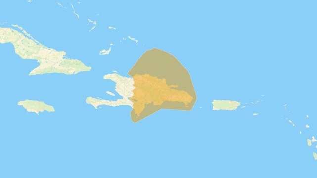 Zoom in on a Country from a Stylised World Map Dominican Republic