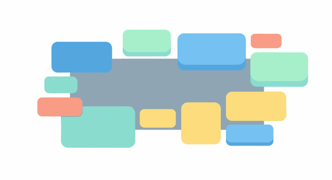 Abstract Modern UI Dashboard Layout with Colorful Rounded Rectangles and Copy Space for Text