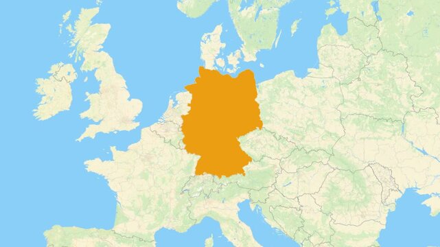 Zoom in on a Country from a Stylised World Map Germany