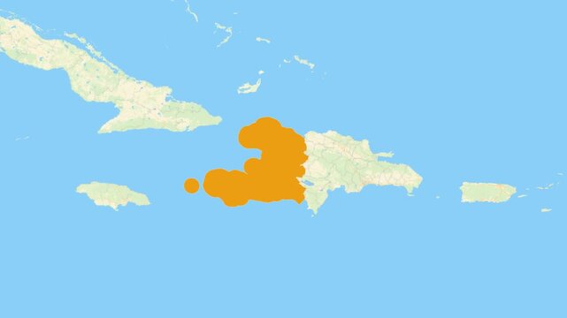 Zoom in on a Country from a Stylised World Map Haiti