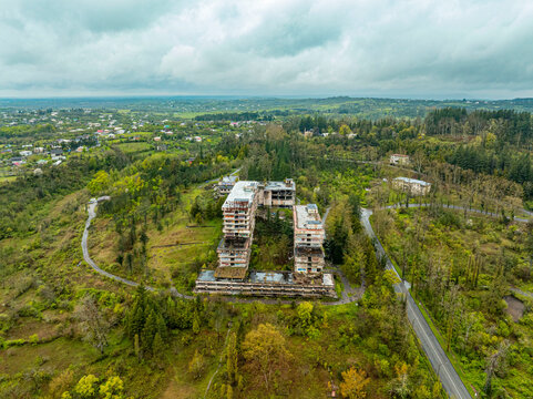 Ruined Sanatorium Complex in Tskaltubo from Drone