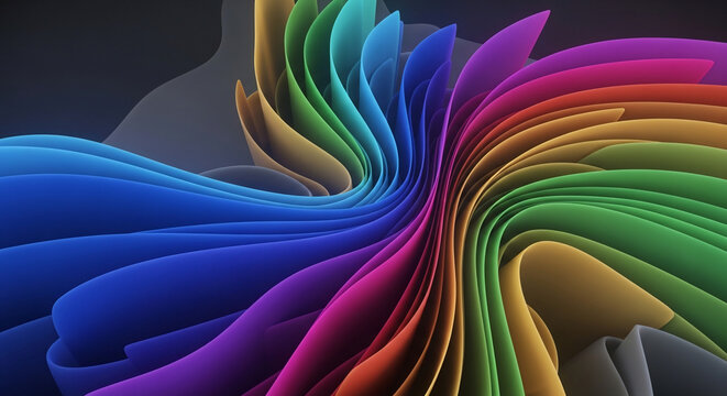 Abstract Colorful Curved Paper Layers Background