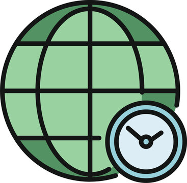 World globe with a clock representing international time or universal time