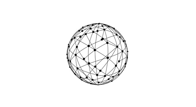 Abstract Digital Sphere with Connected Nodes and Lines