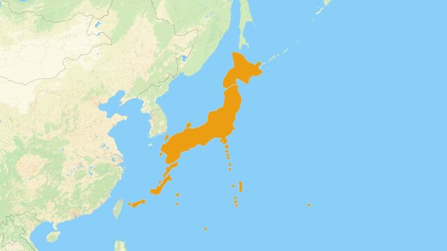 Zoom in on a Country from a Stylised World Map Japan