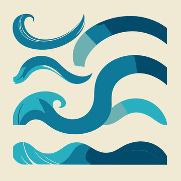 Illustration de motifs de vagues bleues abstraites dynamiques avec formes d'eau fluides et &eacute;l&eacute;ments d&eacute;coratifs