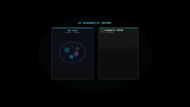 Ai diagnostic report shown on a game starfield screen, perfect for technology blogs, medical presentations, futuristic concepts, and scifi designs.