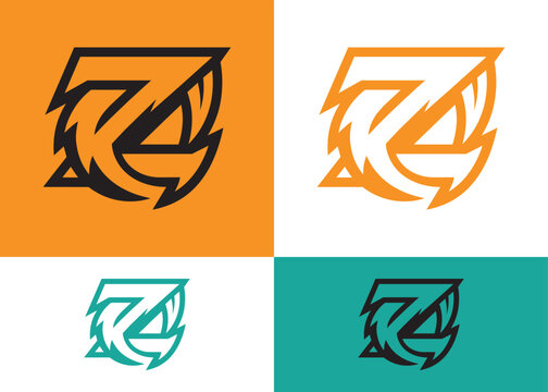 Stylized letter z logo concept with dynamic sharp elements and sharp circular accents.
