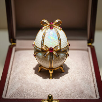 Kostbares Ei im Faberg&eacute; Stil in einer Schatulle