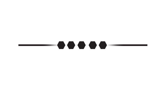 Minimalist geometric text divider line with hexagons for page design.