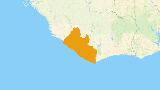 Zoom in on a Country from a Stylised World Map Liberia