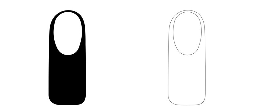 Finger nail icon, symbol of manicure, pedicure, nail care, hand health and beauty industry, vector icon in two styles: glyph and outline.