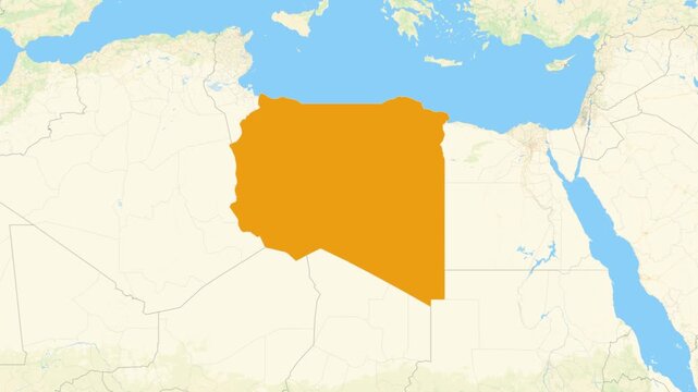Zoom in on a Country from a Stylised World Map Libya
