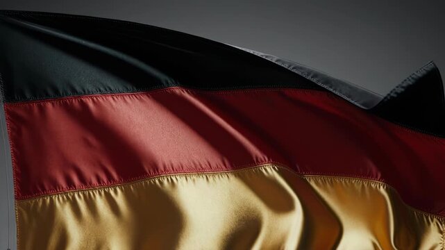 Close-up of the German flag waving with rich colors and fabric texture, creating a sense of national pride and patriotism