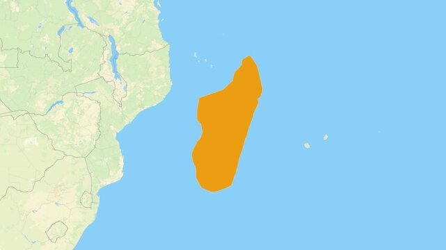 Zoom in on a Country from a Stylised World Map Madagascar