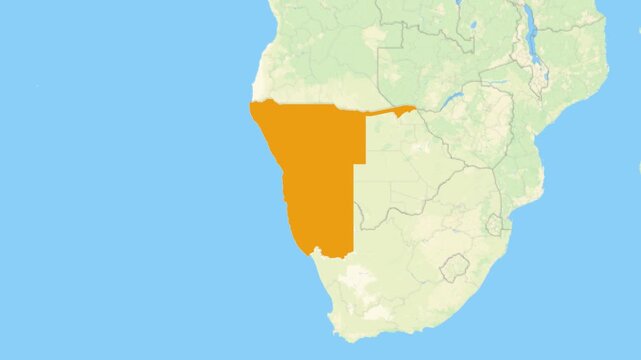 Zoom in on a Country from a Stylised World Map Namibia