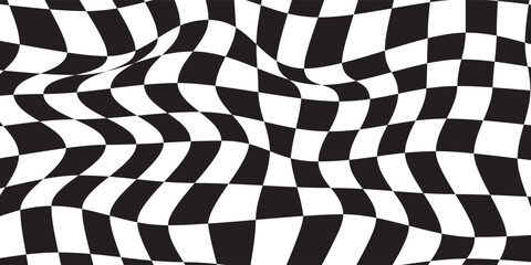 Obraz premium A classic black and white checkerboard pattern with alternating squares creating a simple, repeating geometric grid.